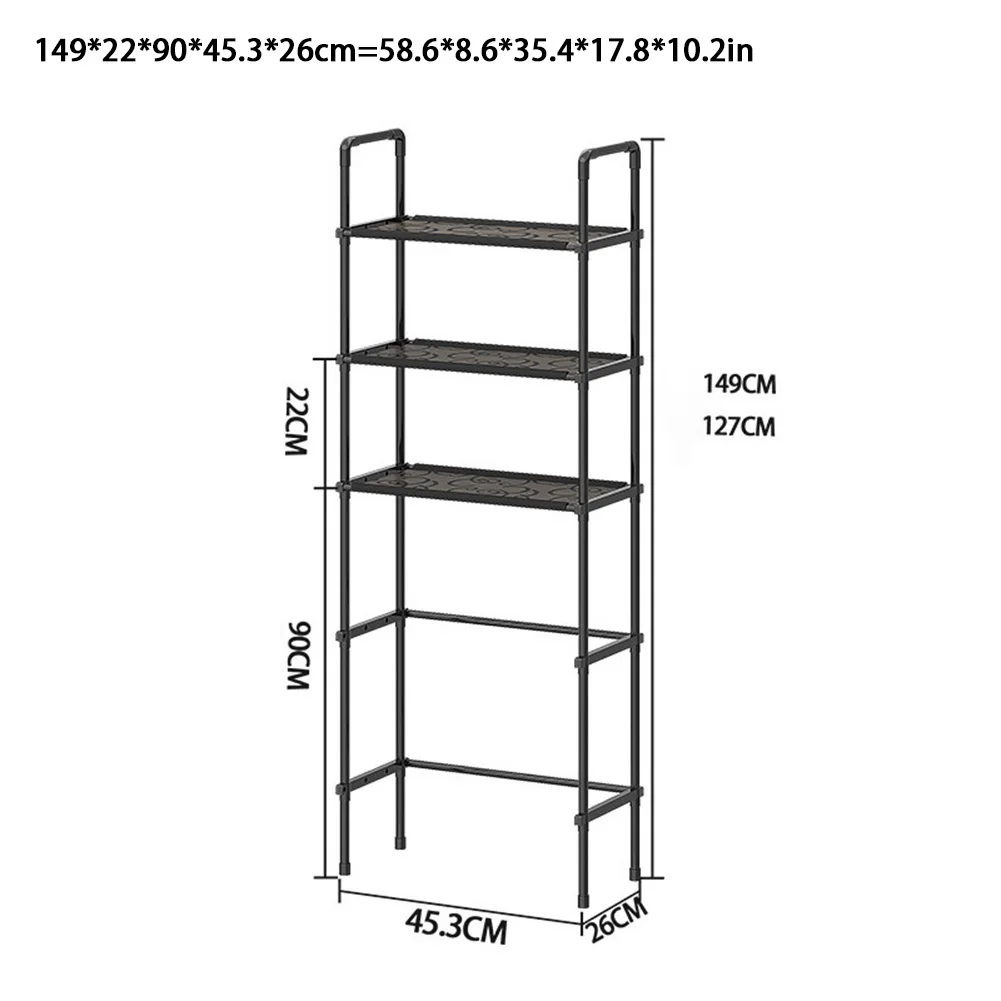 Over The Toilet Storage 3-Tier Over-The-Toilet Space Saver Organizer Rack Stable Freestanding Above Toilet Stand For Bathroom