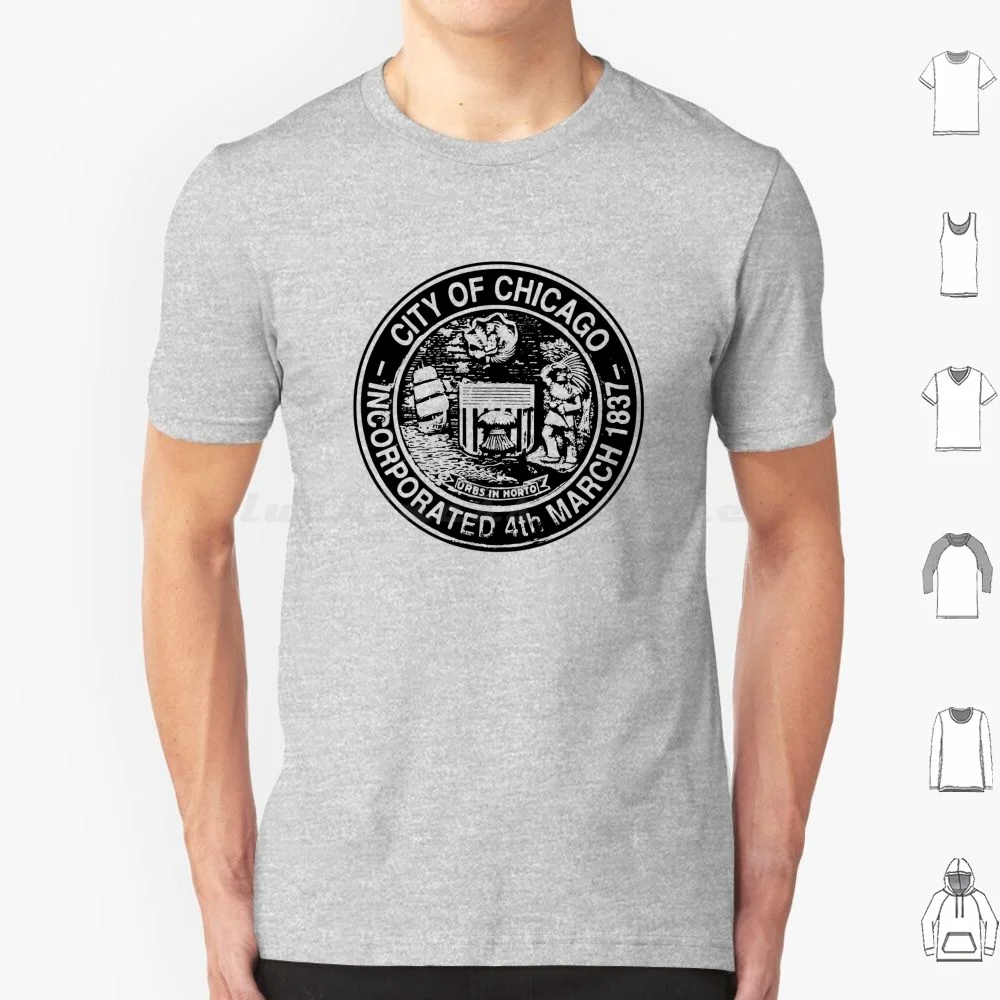 Ilustración / Emblema de la ciudad de Chicago. Camiseta de talla grande 100% algodón, Ciudad de Chicago, Estados Unidos, Lugares de visitar en Chicago, Ciudades y zonas urbanas