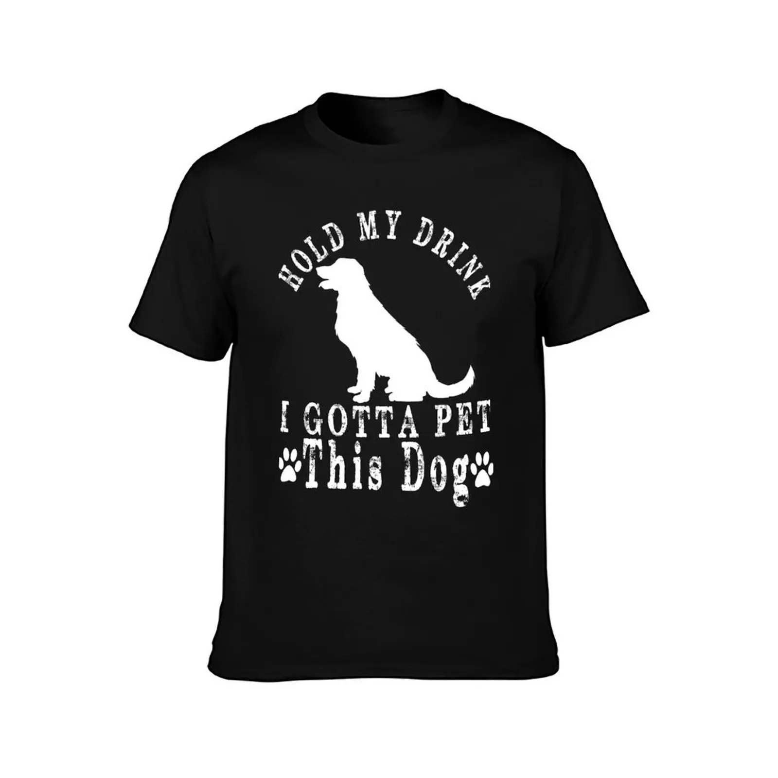 hold my drink i gotta pet this dog T-Shirt Summer Casual Cotton Tee Oversized Streetwear Tops Vintage Graphic Print