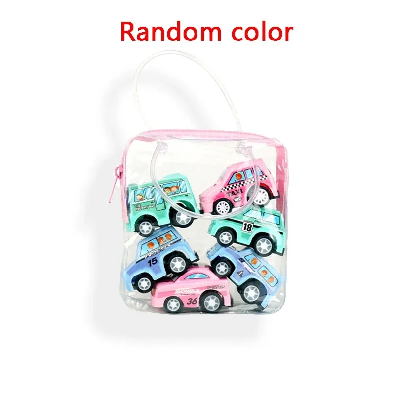 6 stuks Mini Inertiële Pull Back Techniek Auto Set Kind Kinderen Cartoon Speelgoed Verjaardagscadeau