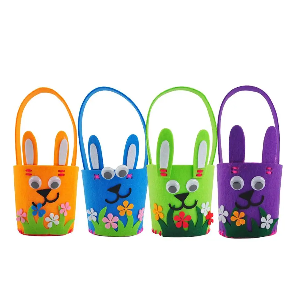 

4PCS Easter Basket DIY Crafts Kids Toy Material Easter Cartoon Flower Basket Toy Package Cartoon Design Educational Fun Gift