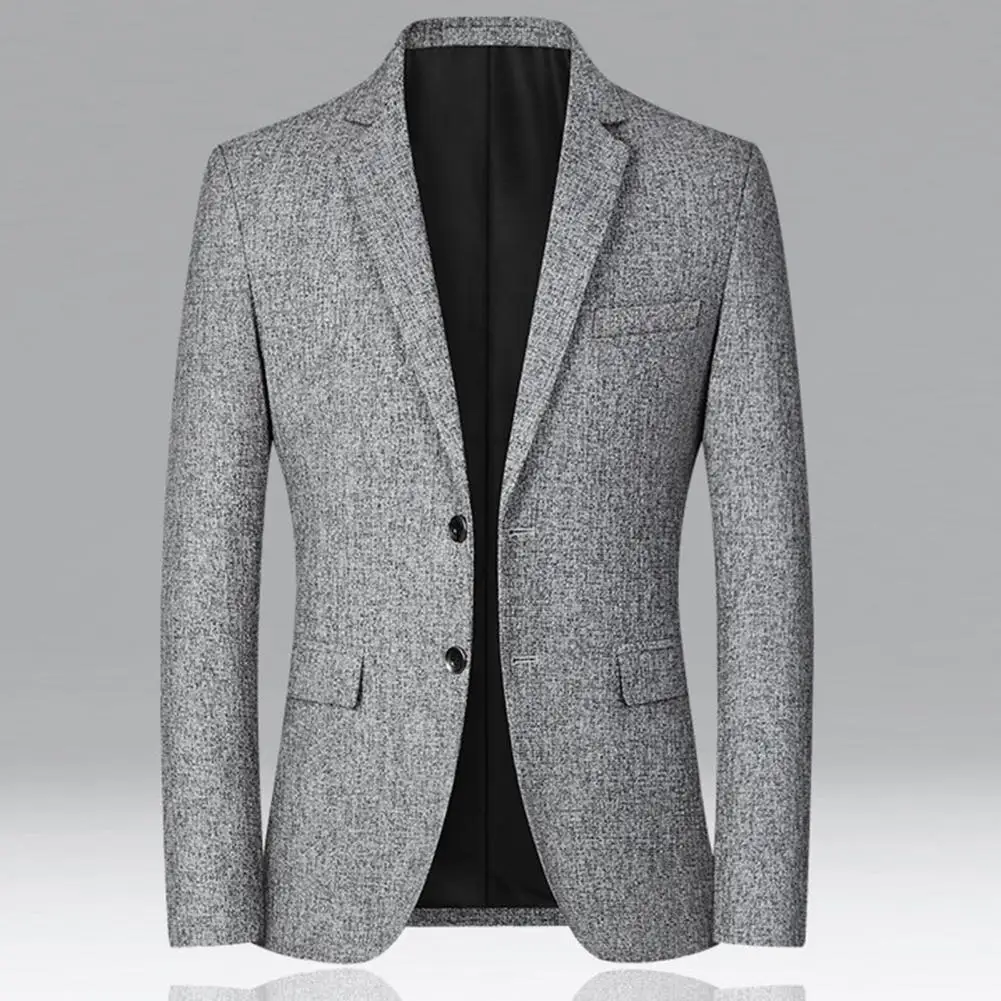 

2026 Handsome Men Blazers Jackets Solid Color Single Breasted Autumn Winter Two Buttons Pockets Business Wedding Suit Coat