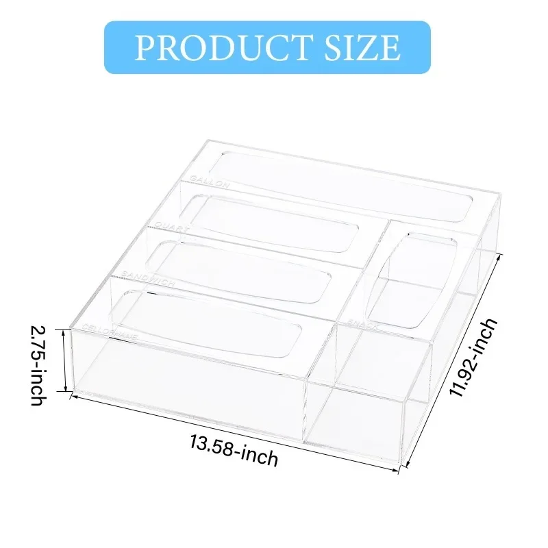 Acrylic drawer wall-mounted food sorting box, fresh-keeping zipper bag organizer, storage box