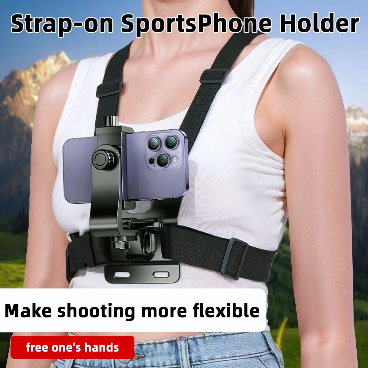1PCS Chest Strap Bracket Adjustable Phone Clip Holder for Action Camera Cell Phone Camera Compatible Multi Device Accessories