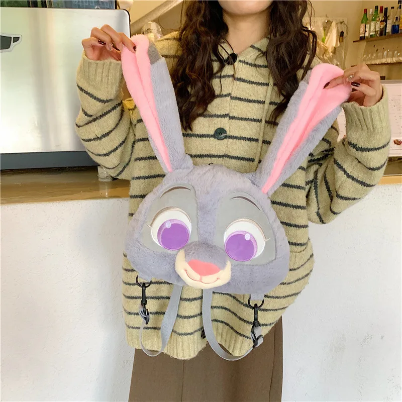 Bonito raposa mochila de pelúcia kawaii coelho moda plushie mochila louco animal cidade estilingue saco versátil saco fofo para o presente da criança