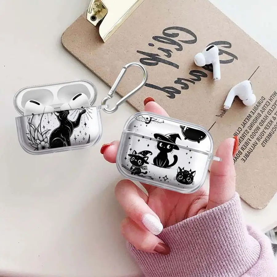 Clear Earphone Cases Cover Case For Airpods Pro 4 3 1 Pro2 2 Pro3 Cute Cat Lovely