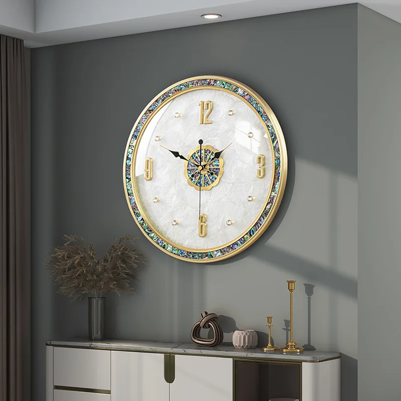 

New 3D Modern Luxury Shell Wall Clock Brass European Wall Watch Simple Living Room Decoration Nordic Creative Home Mute Clock