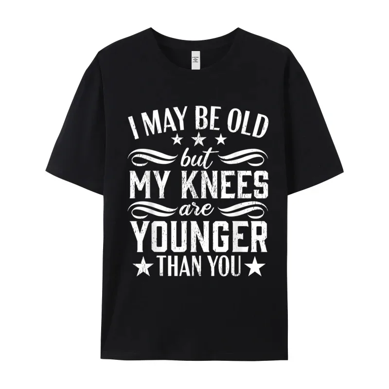 Knee Replacement Funny Younger Surgery Casual T-Shirt for Women Premium Cotton Father Day Tops & Tees Tees Funny Round Neck