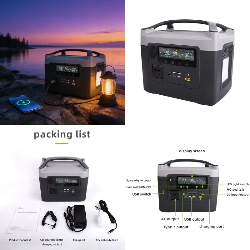 Household High Capacity Emergency Backup Power Supply 600W Outdoor Portable Solar Energy Storage Power Supply for Travel