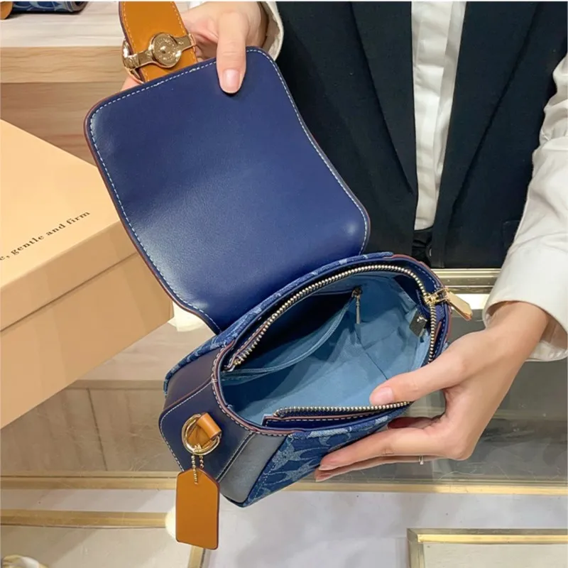 Ladies' Handbag, Light Luxury Retro Denim Canvas Bag, Fashionable Single-Shoulder Crossbody Bag, 2025 New High-End Color-Matchi image 6
