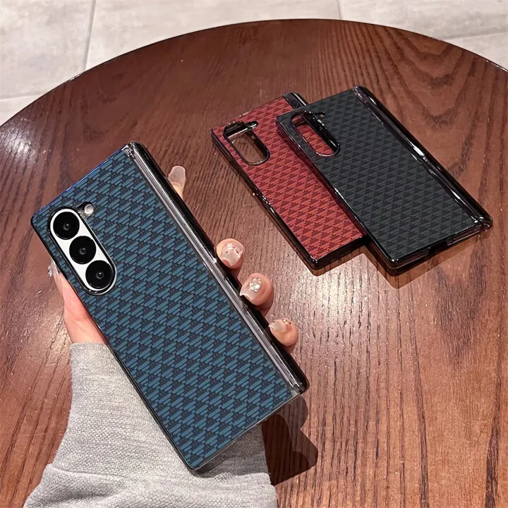 

Чехол для телефона Samsung Z Fold7 Z Fold6/5/4, складной экран W25/W24/W23, новый кожаный защитный чехол с текстурированным шарниром из углеродного волокна