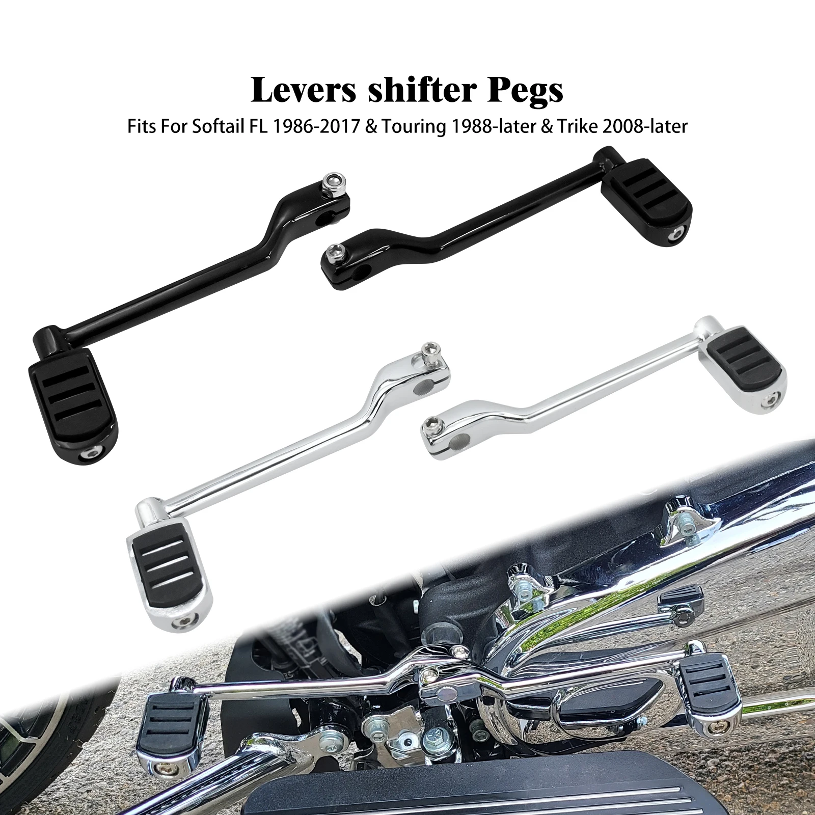 Motorcycle Heel Toe Shift Lever Pedal Front and Rear Levers Shifter Pegs For Harley Touring Street Electra Road Glide Softail FL