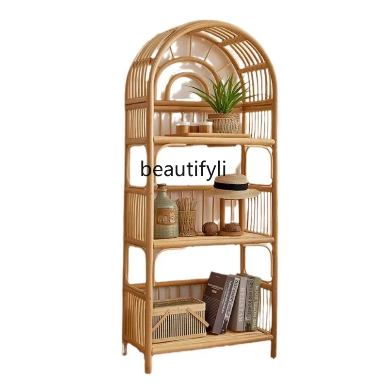 Wood Style Furniture Rattan Bookshelf American Wood Color Nordic French Chinese College Student Bookshelf Artist Furniture