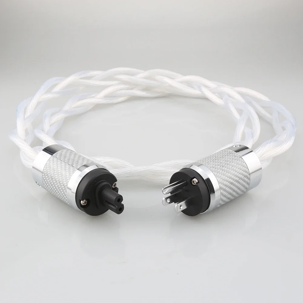 5N OCC US & EU AC Audiophile audio amplifier DAC filter HIFI silver Power cable Carbon fiber with Figure 8 IEC C7 Female Plug