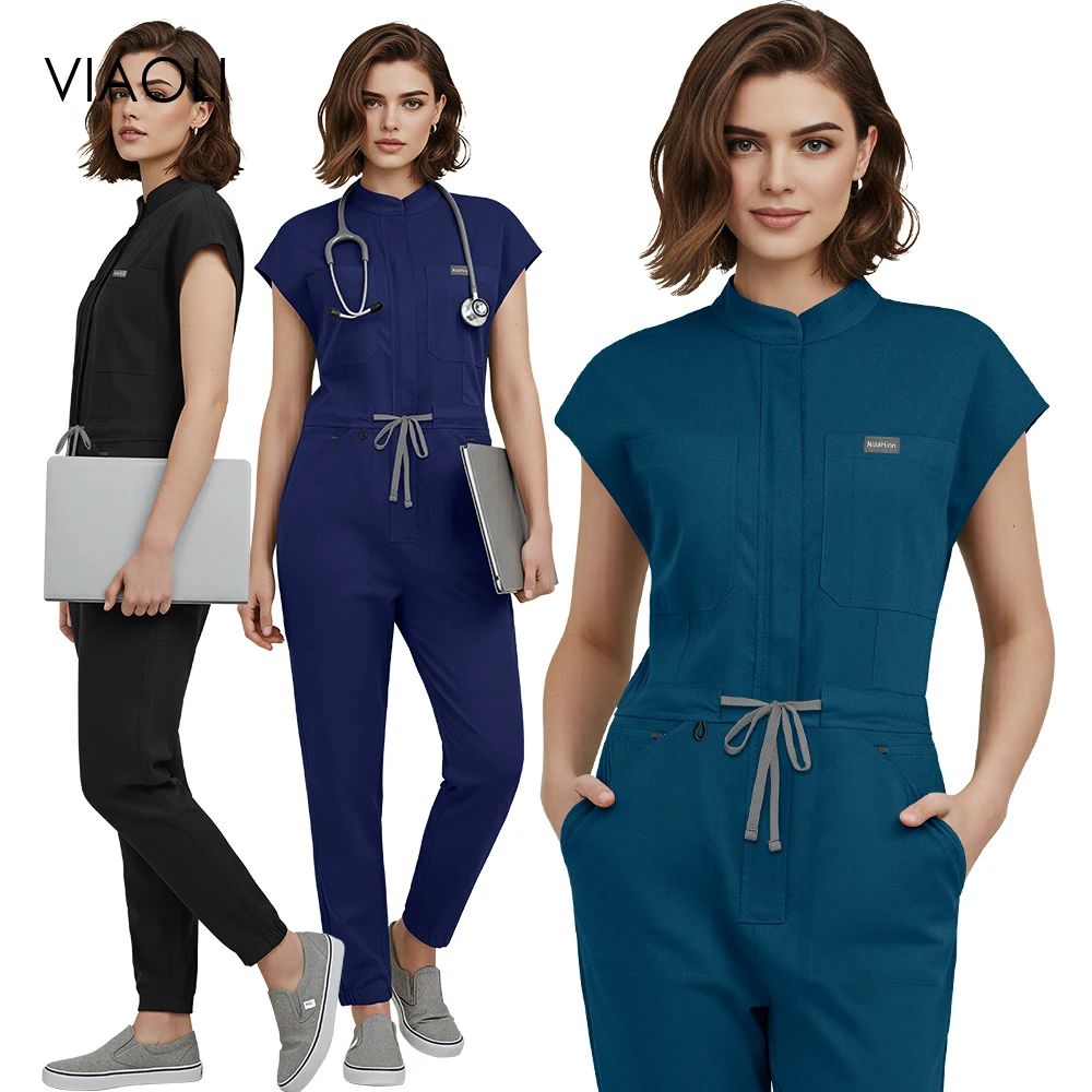 Odzież medyczna, fartuchy szpitalne, odzież robocza dla kosmetyczek, odzież robocza damska, letnie kombinezony medyczne z zamkiem błyskawicznym, odzież apteczna, uniformy chirurgiczne z kieszeniami