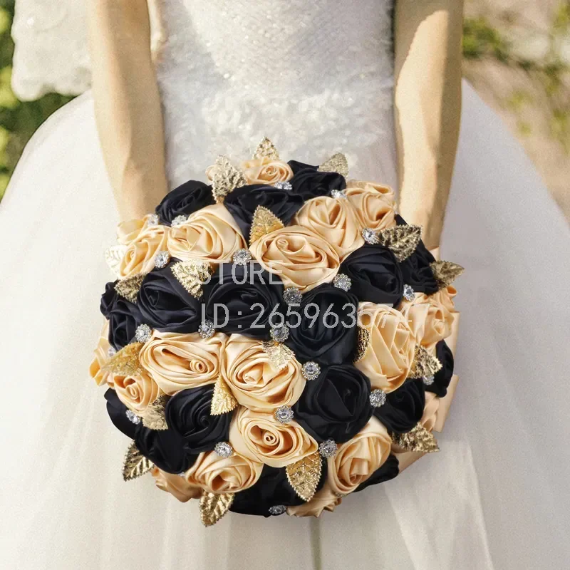 for European American Rhinestone Hand Bouquet Factory Direct Sales Wedding Creativity Korean Milk White Hand Bouquet Special