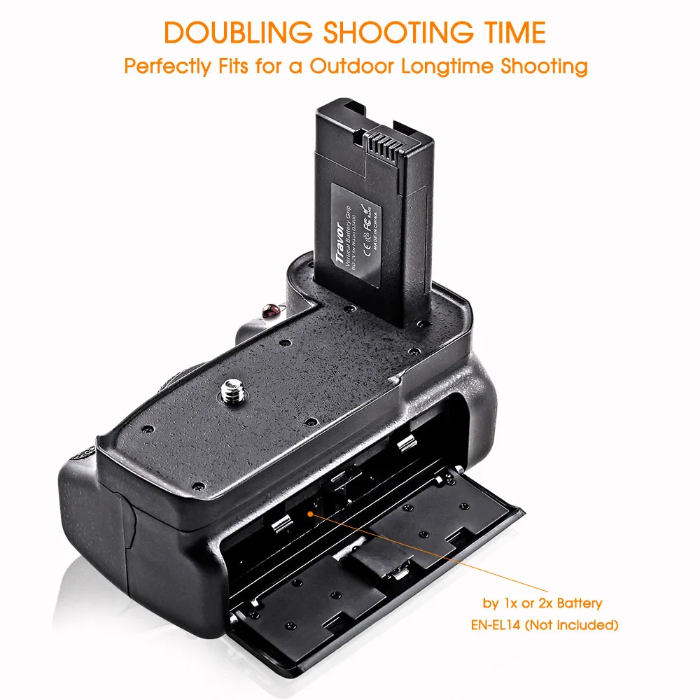 Travor BG-2V قبضة بطارية عمودية لكاميرا نيكون D3400 DSLR تعمل ببطارية EN-EL14