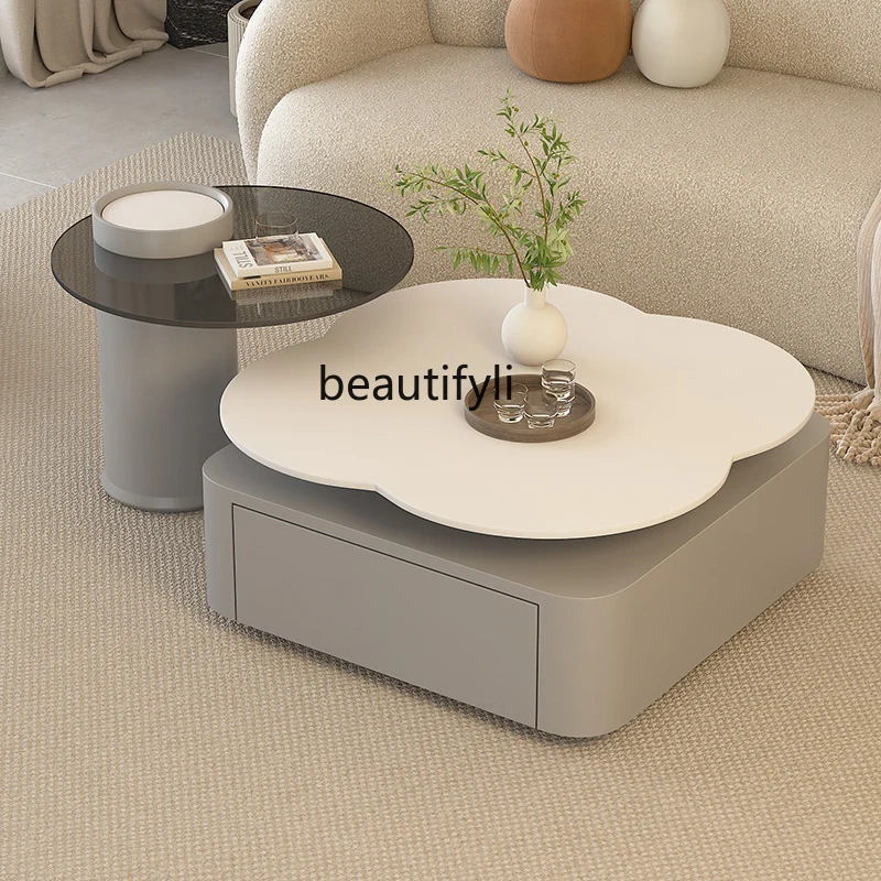 

Silent Style Living Room Coffee Table Simple Modern Light Luxury Style Gray Coffee Table Desk Combination