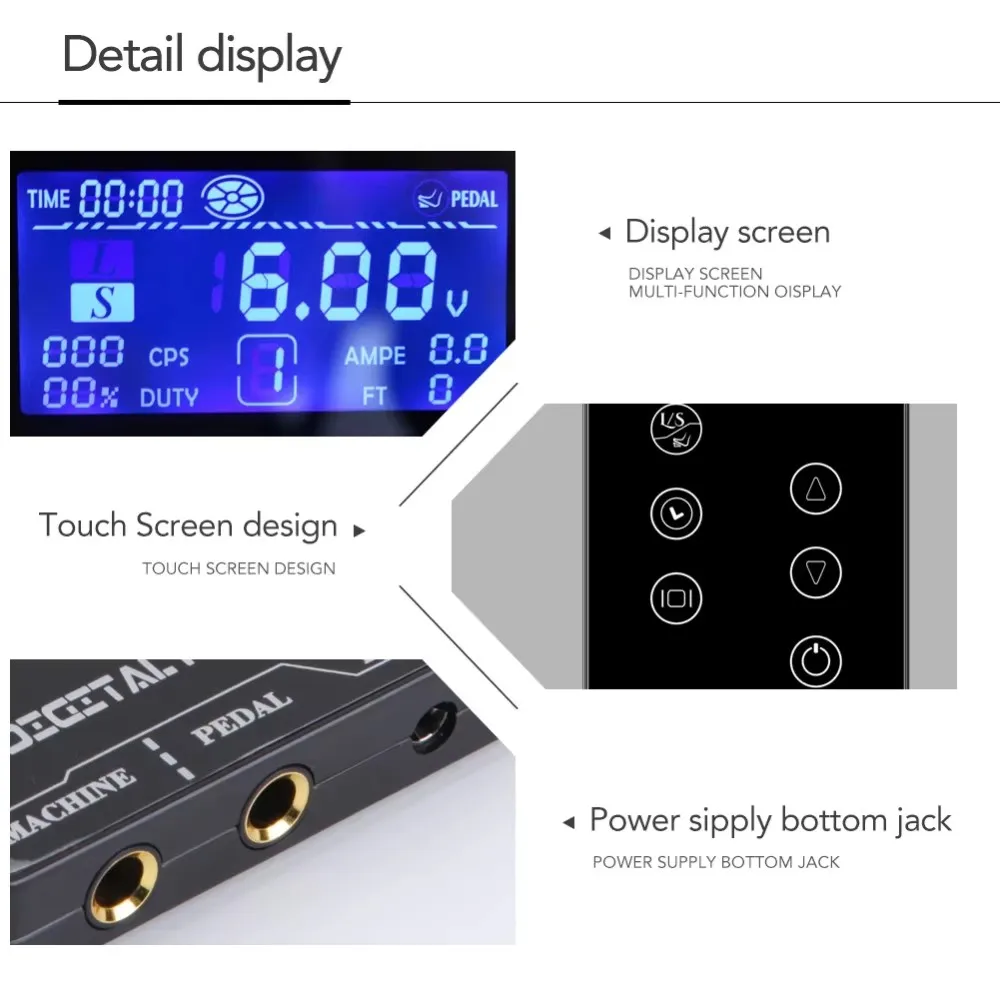 TP-5 Tattoo Power Supply Upgrage Touch Screen Intelligent Digital LCD Dual Tattoo Power Supply for Permarent Makeup Tattoo