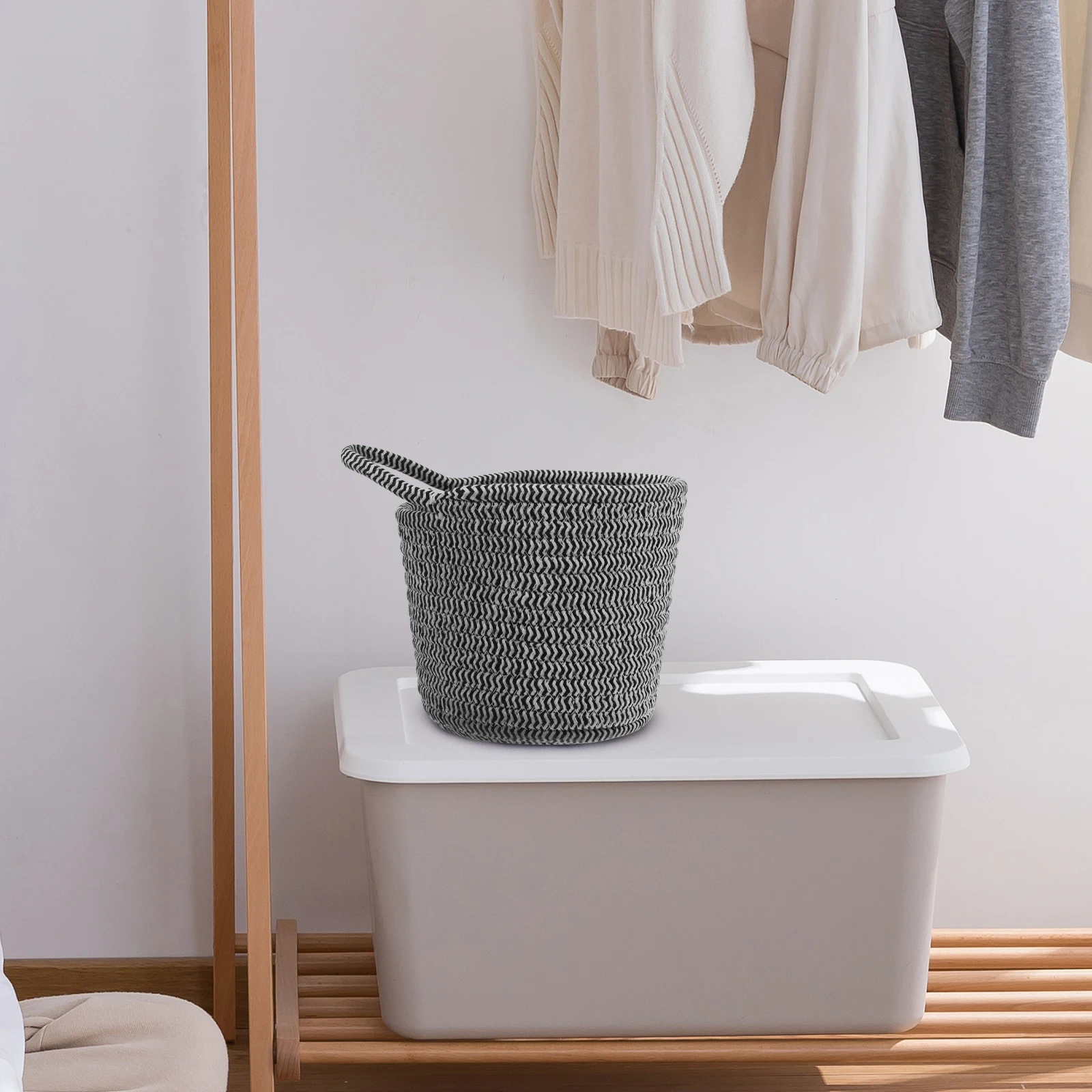 

Woven Storage ganizer Portable Home Laundry Clothes Cotton Material Lightweight Single Table ganizer Basket Woven Basket H