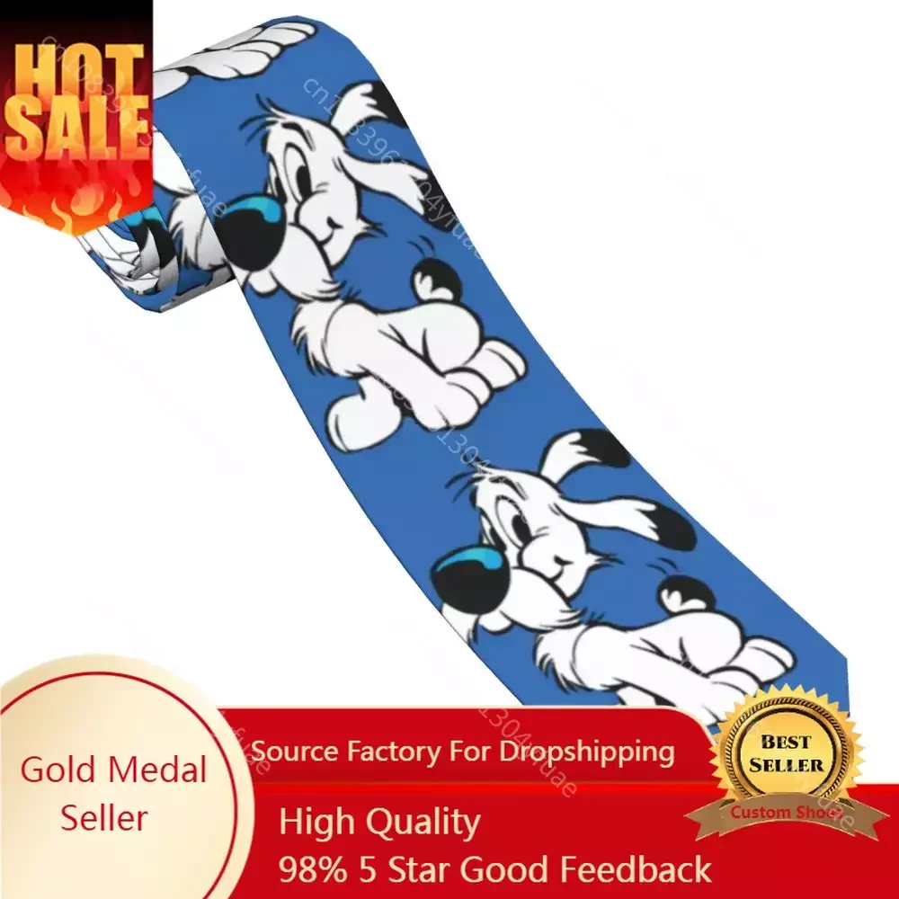 Asterix And Obelix Neckties 8 cm Narrow Dogmatix Idefix Ideafix Dog Neck Tie for Mens Suits Accessories Cosplay Props