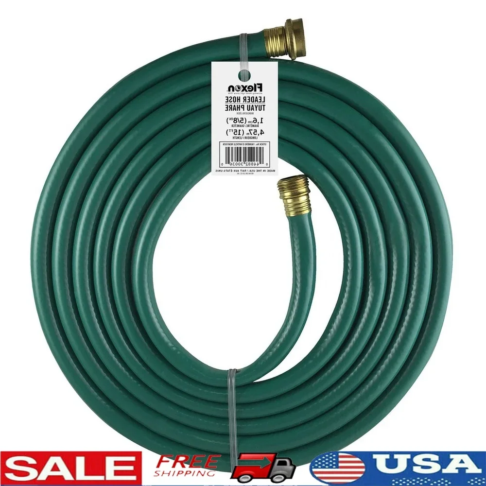 

Light Duty Leader Hose 5/8 in D x 15 ft L with Female Male Couplings High Burst Pressure Hose Reel Watering Durable Hose