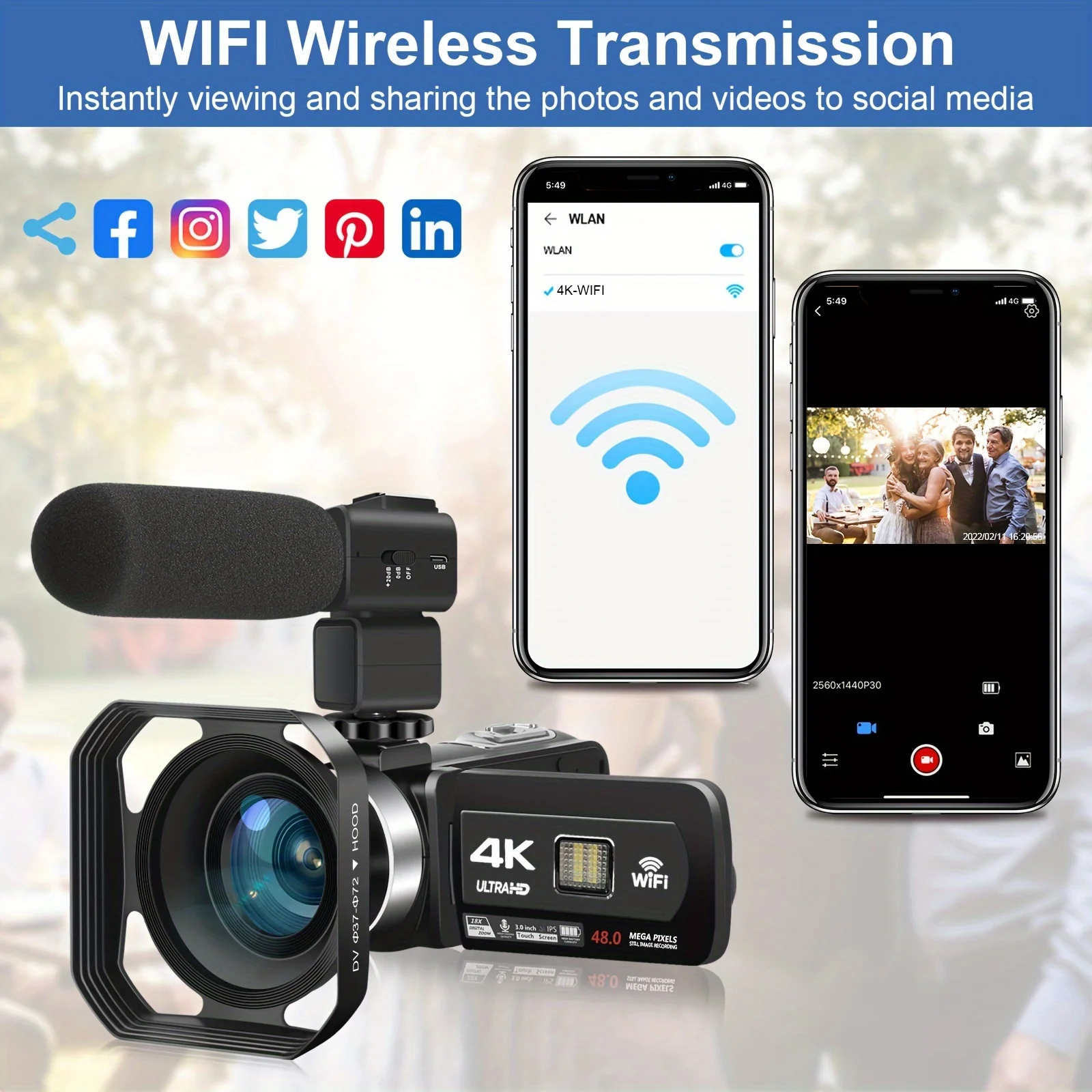 كاميرا فيديو 4K بدقة 48 ميجابكسل على YouTube للبث المباشر وكاميرا فيديو مدونة فيديو 18X وكاميرات تكبير رقمية وكاميرا ويب تعمل بالواي فاي وكاميرا تسجيل للرؤية الليلية