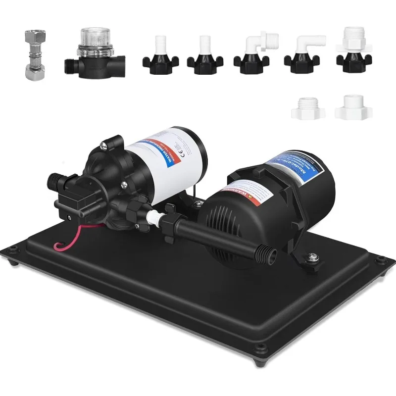 

RV Water Pressure Pump 12V 3.5 GPM 45PSI with 0.75L 125PSI Pre-Pressurized Accumulator Tank, 12V On Demand Fresh Water