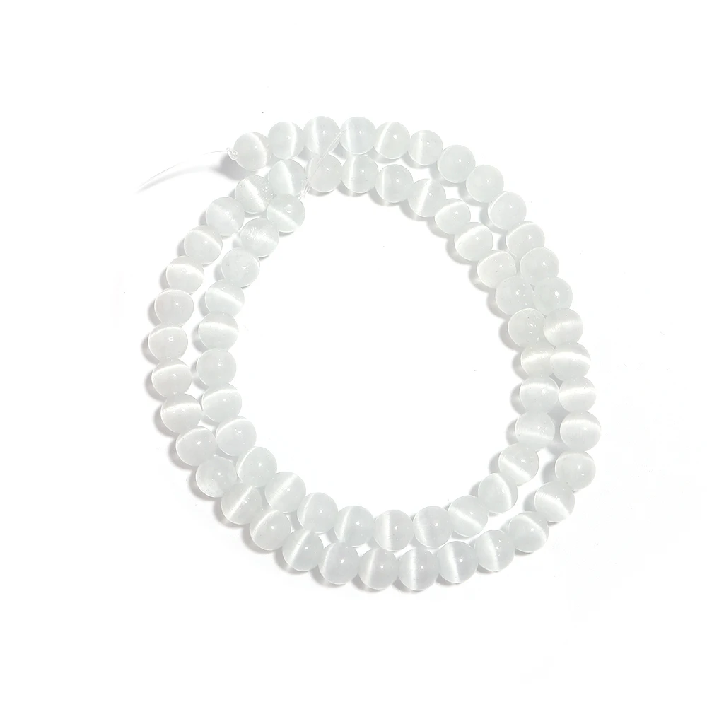 

4/6/8/10/12mm Natural Moon Stone Beads White Cat Eye Round Loose Beads Jewelry Making DIY Bracelet