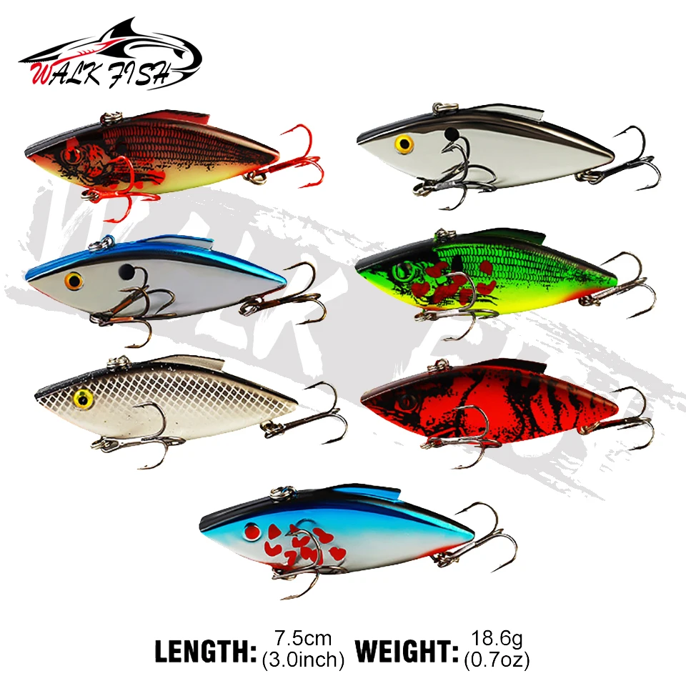 WALK FISH 1PCS VIB Fishing Lure Bionic Hard Bait Artificial Sinking Treble Hook Lifelike Crankbait Bass Pike Saltwater Freshwate