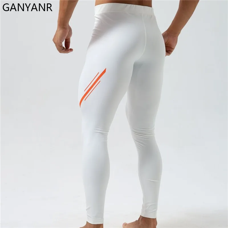 GANYANR Running Tights Men Fitness Training Compression cold weather thermal winter Gym Pants Athletic Leggings Long Trousers