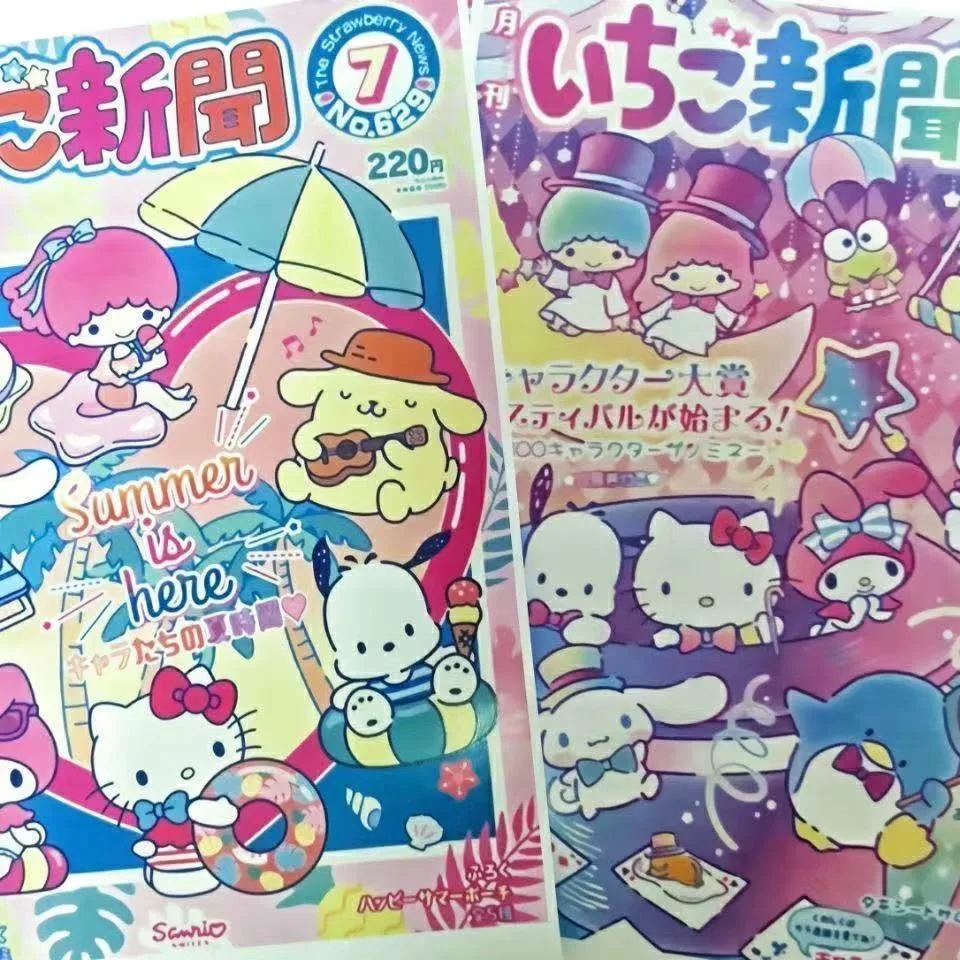 Kawaii Sanrio Poster Pretty Cartoon Anime Hello Kitty My Melody Cinnamoroll Kuromi Creative News Monthly Y2K Girls Room Decor