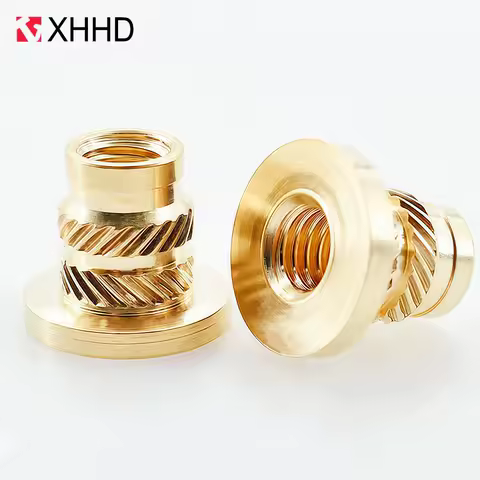 Brass Heat Insert Nut M2 M3 M4 M5 M6 M8 Hot Melt Flange Thread Knurled T-type Copper 3D Printing Injection Embedment Molding Nut