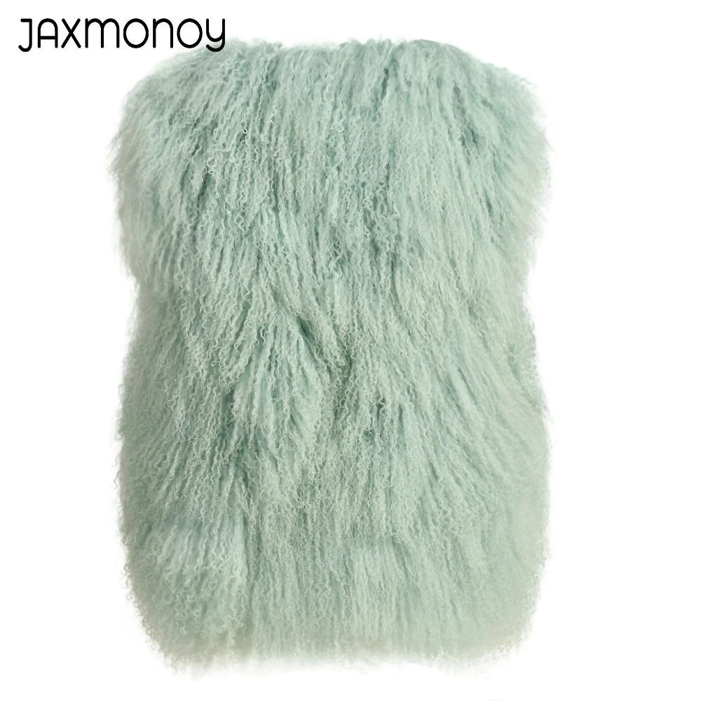 Jaxmonoy, chaleco de piel de oveja mongol auténtica para mujer, abrigo de piel sin mangas para otoño e invierno, chaleco de Color sólido a la moda para mujer, recién llegado