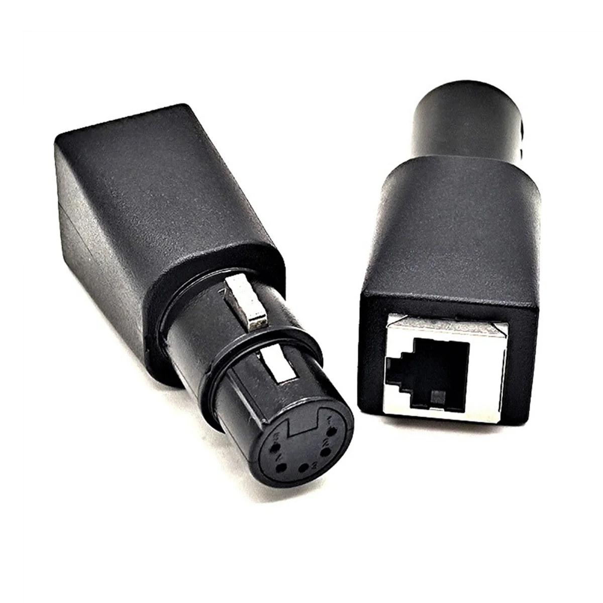 1 Paar DMX-zu-RJ45-Stecker RJ45-Ethernet auf 5-polige XLR-DMX-Buchse und Stecker-Adapter für Audio-Video HY