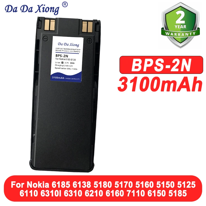 3100mAh BPS-2 BPS-2N For Nokia 5165 5110 5125 6160 6185 6138 6110 6310I 6310 6210 5180 5170 5160 5150 5185 7110 6150 Battery