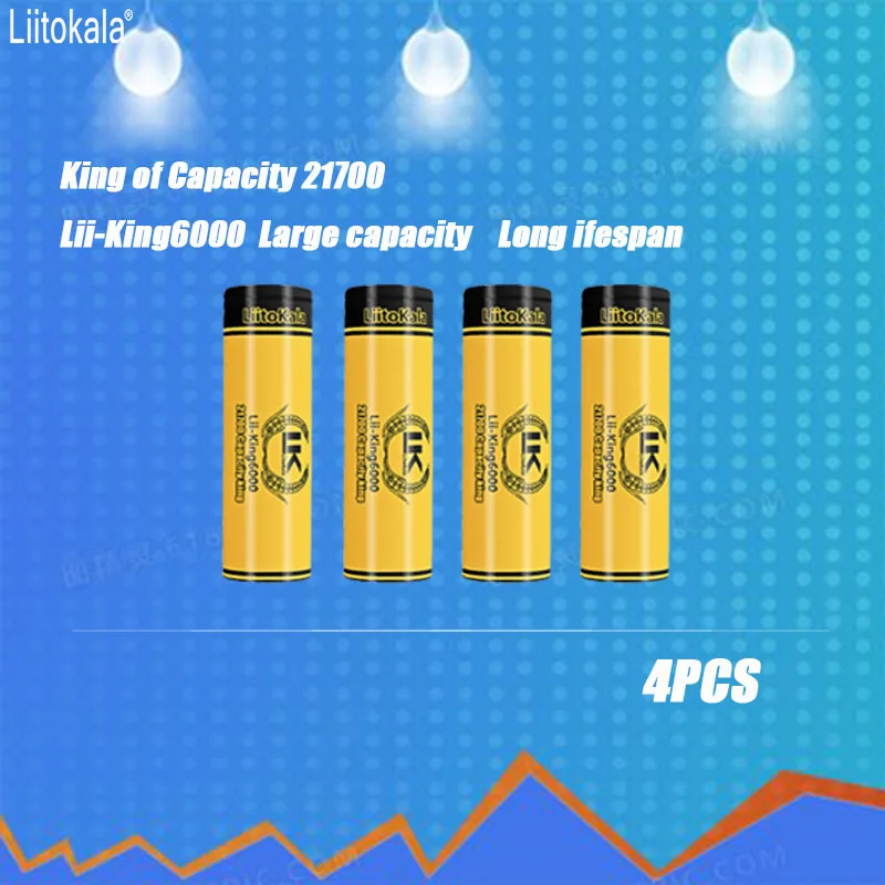 4PCS New LiitoKala King6000 Highest Capacity 21700 6000mAh Battery 3.7V For Consumer Electronics And Home Appliances