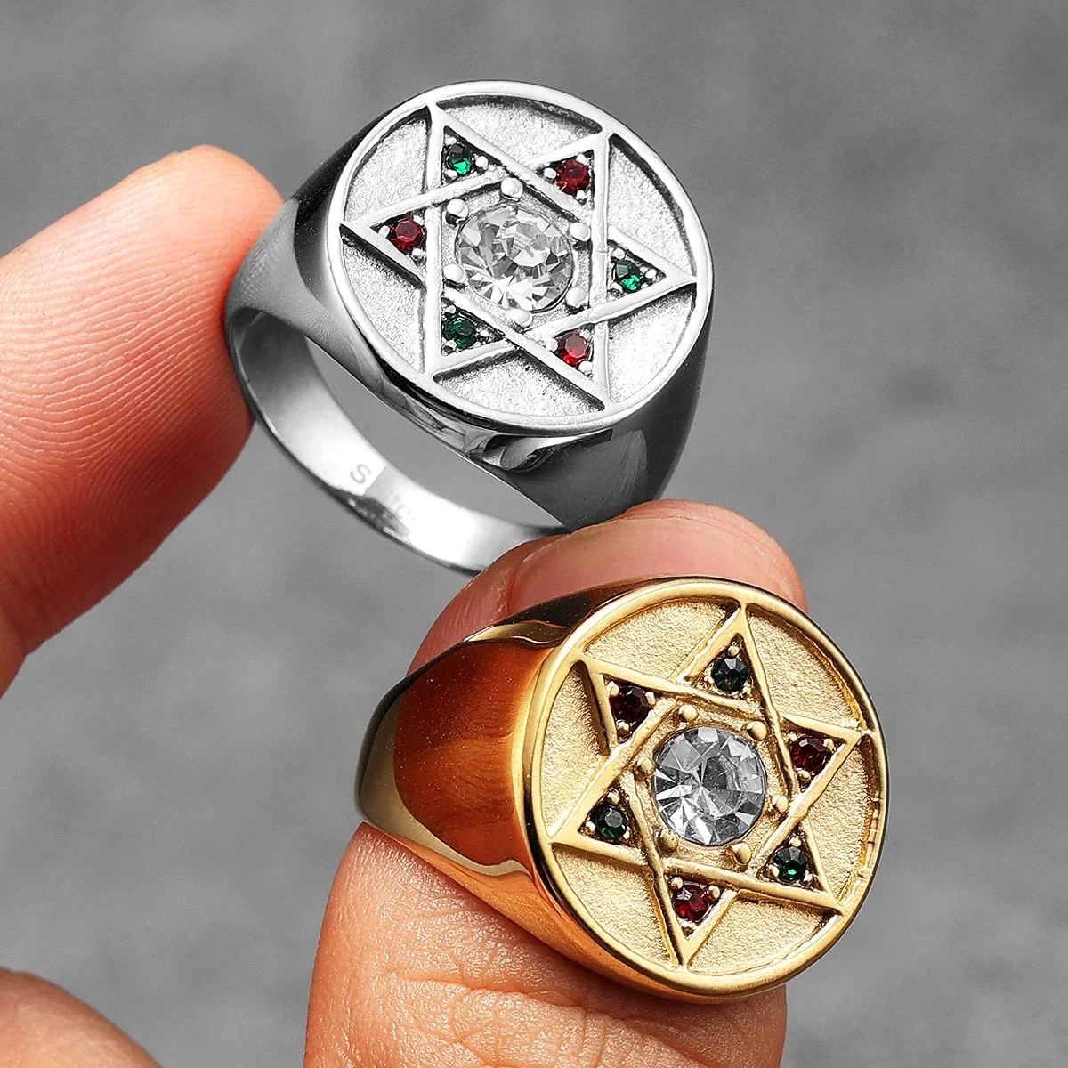 

Solomon Star of David Men Rings Stainless Steel Women Fashion Jewelry Punk Trendy Luxury New In Accessories Gift Wholesale