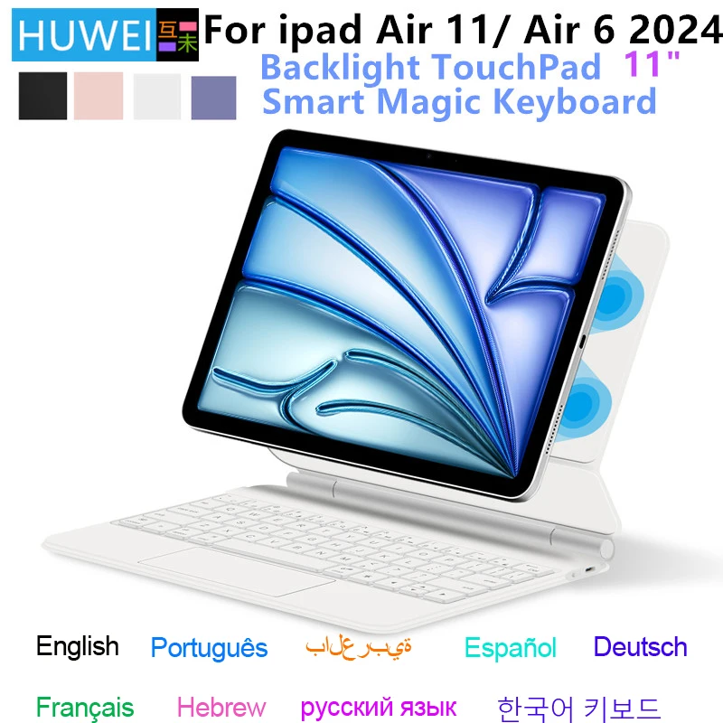 

Magic Keyboard for New iPad Air 2024 iPad air 11 Air 6 11" Adjustable Stand Case Backlight Touchpad Keypad Multi-Language