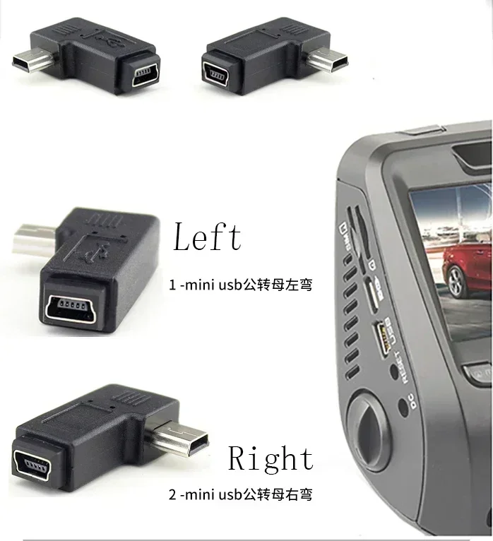 90 Degree Left & Right Angled Micro USB To Mini Connector Mini USB 5pin Female to Micro USB Male Data Sync Adapter Plug