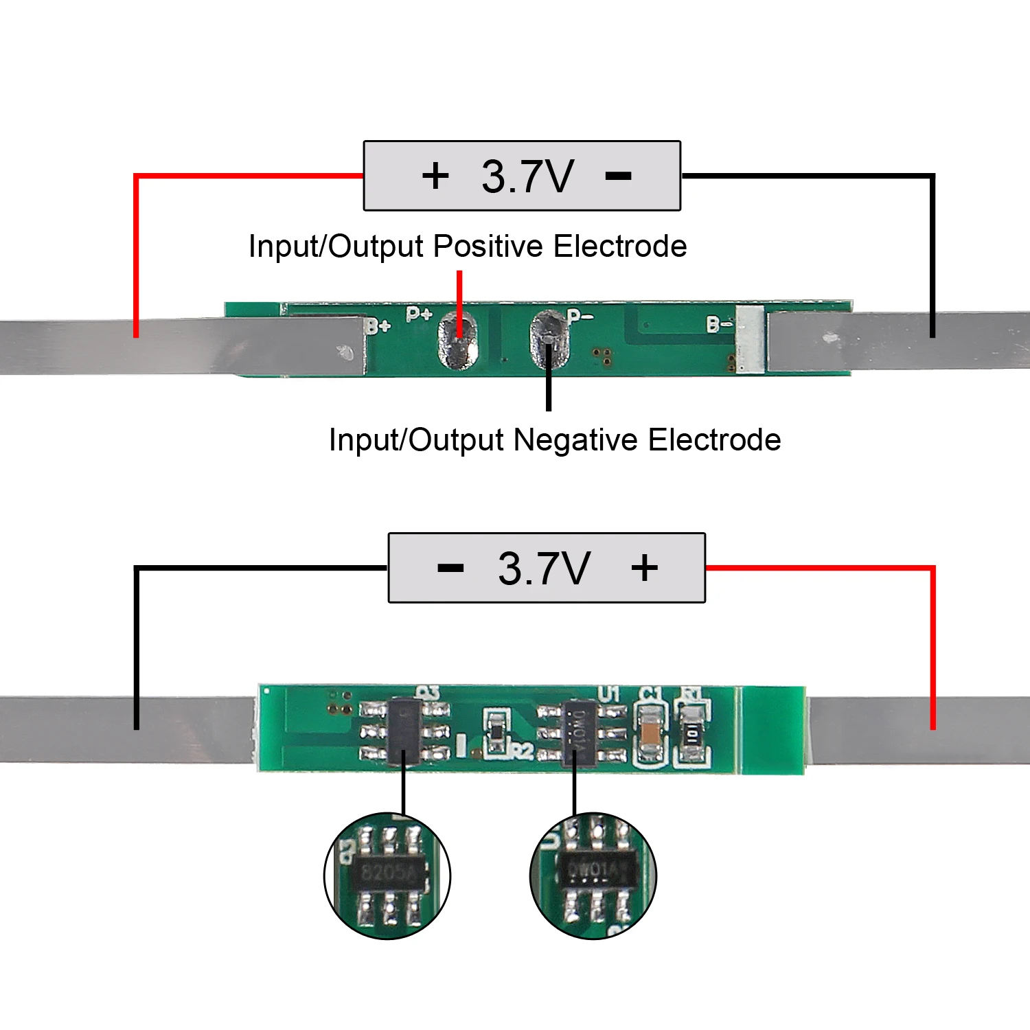 10PCS 1S 3.7V 3A li-ion BMS PCM battery protection board pcm with Belt for 18650 lithium ion li battery