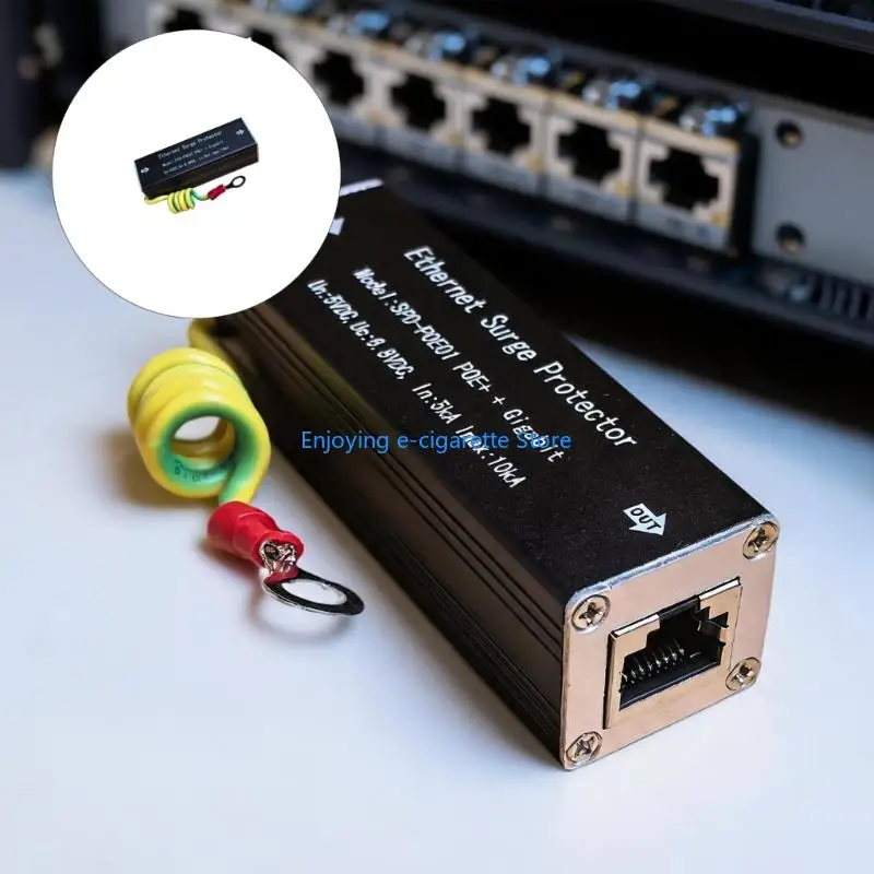 Gigabit RJ45 Line Unit with Ground Wire and Black Metal Case for Cabinet Cabling Y4QF