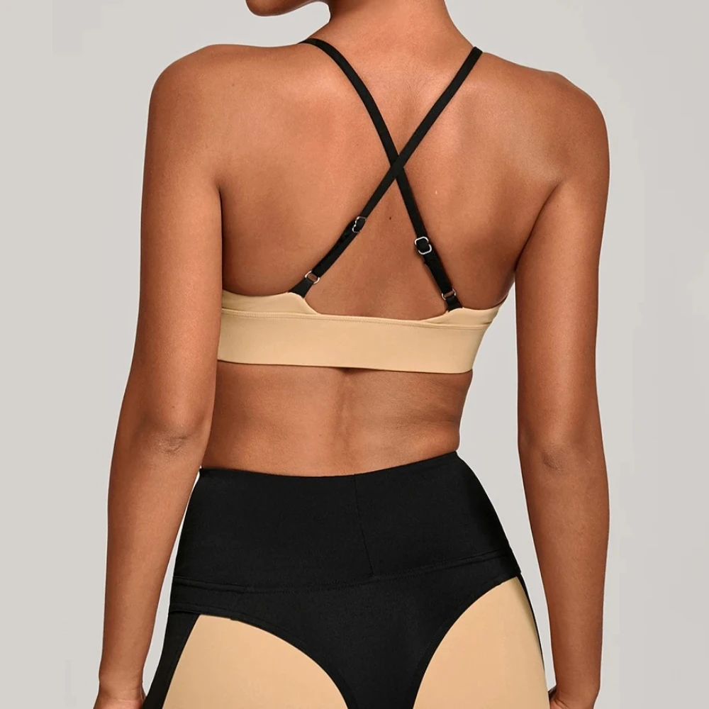 Women Sexy Gym Fitness Bra Deep-V Sports Top Breathable Yoga Bra Sports Underwear Female Workout Underwear Shockproof Crop Top