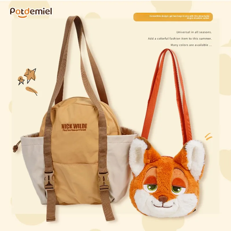 Niedliche Cartoon-abnehmbare Tasche für Frauen, Judy & Nick Co-Branded-Version, tragbar, vielseitiges Design, Mädchen-Umhängetasche für den täglichen Pendelverkehr