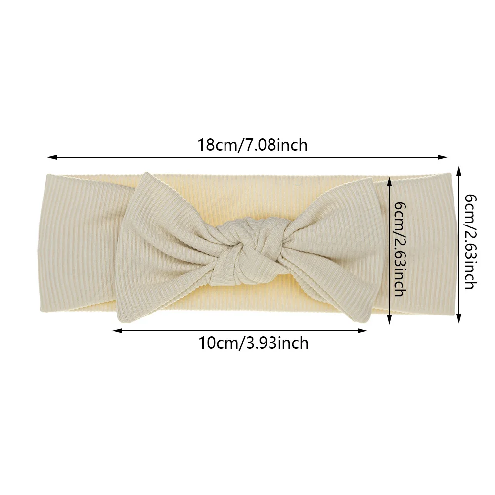 Ins Beige Ribbed Bow Headband for Baby Girls Topknotted Elastic Hair Bands Newborn Headwraps Korean Infant Kids Hair Accessories