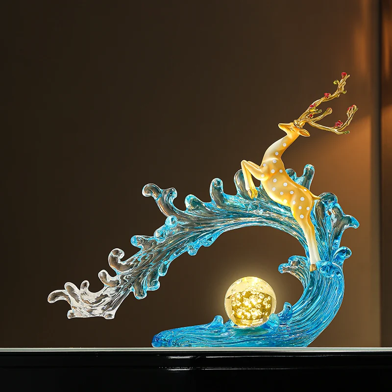 

Statuette,Wind And Water Rise,Decoration Luxury Living Room Entrance,TV Cabinet,Office Desk,Deer Statue,Crafts,Gifts Customized
