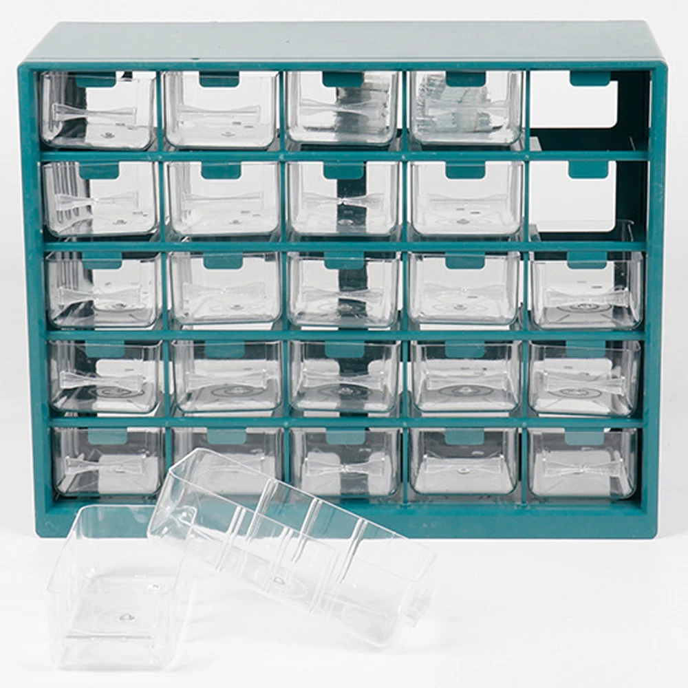 25 Multi-grid Drawer Storage Parts Wall-mounted Combination Component Toolbox Building Block Screw Tool Box Simple Plastic Cases