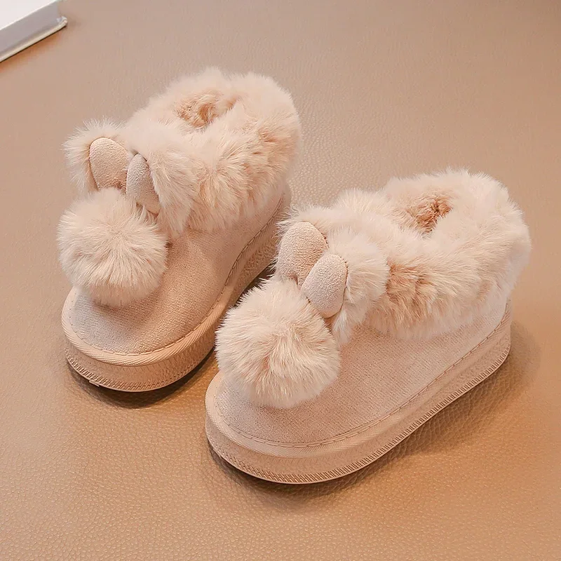 2024 Children Snow Boots for Girls Winter New Fashion Korean Style Soft Bottom Anti-slippery Versatile Outside Cute Plush Shoes