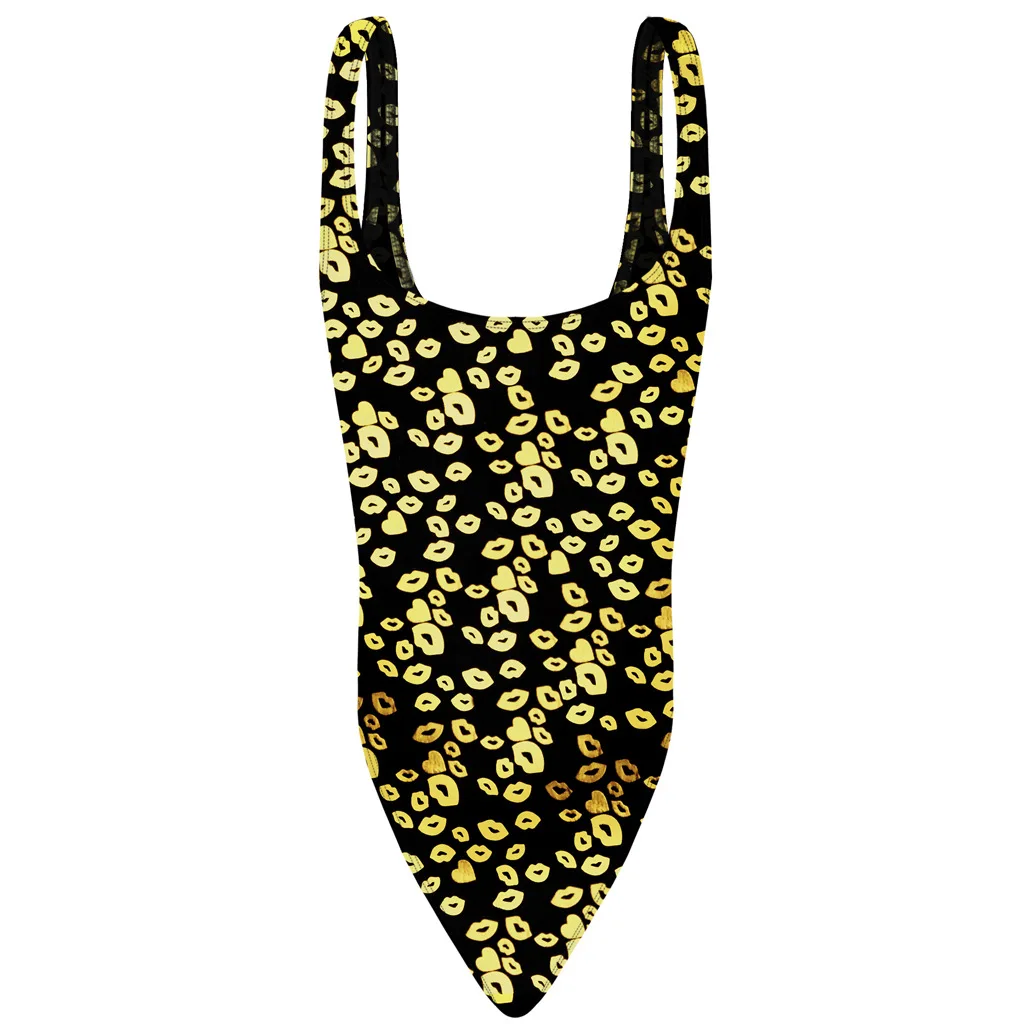 قمصان داخلية لامعة للنساء ملابس داخلية مثيرة عالية شوكة الشفاه قبلة مطبوعة نصف ملفوفة الأرداف القميص بذلة ملهى ليلي داخلية #4