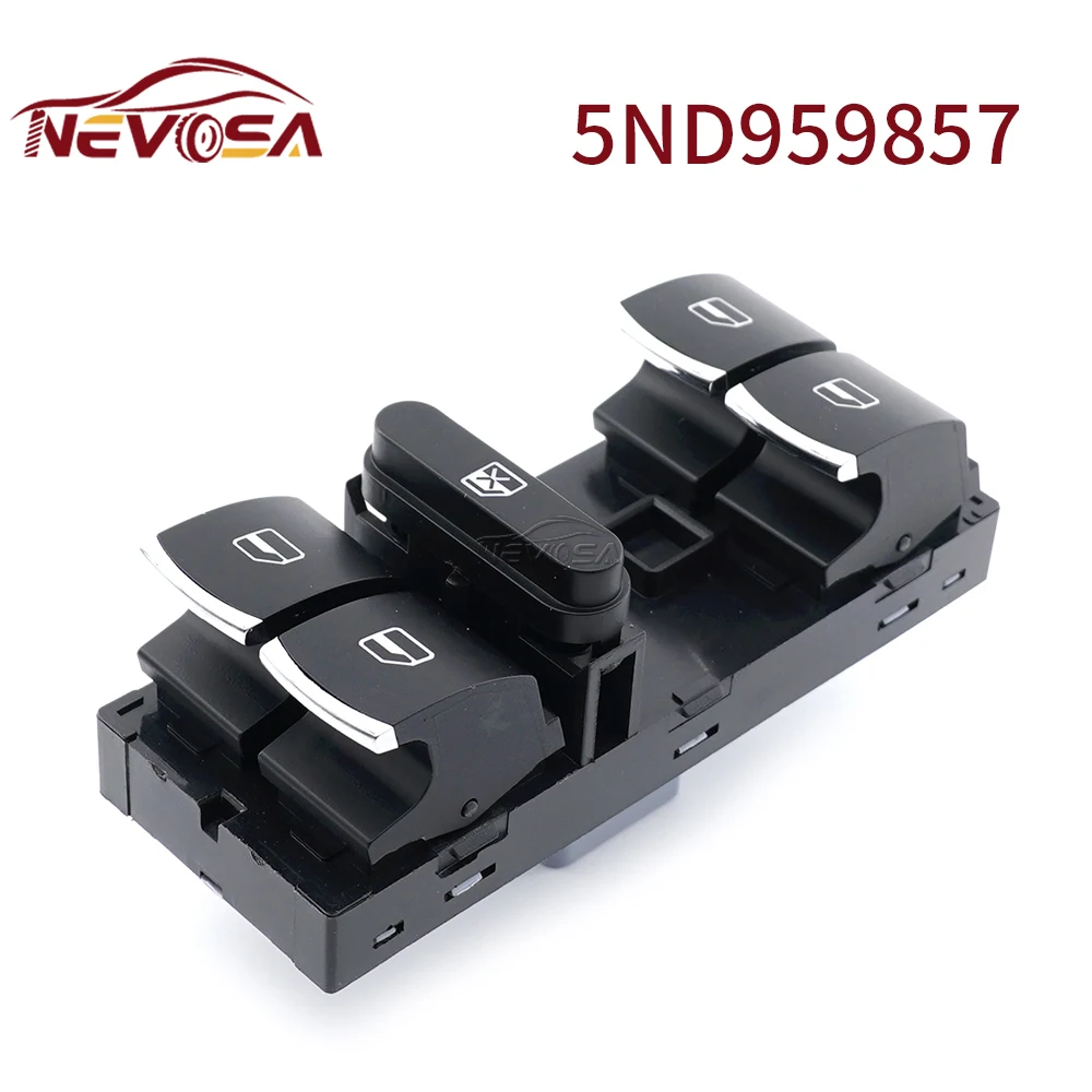 NEVOSA Chrome For VW Golf 5 6 Tiguan Passat B6 Jetta 6 GTI 5ND941431B 5ND959857 5ND959855 5ND959565 Auto Headlight Window Switch